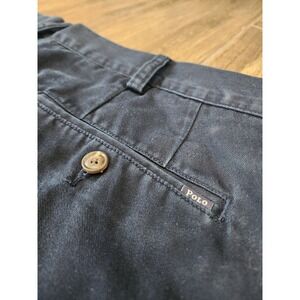 Polo Ralph Lauren Mens Navy Blue Cotton Chino Shorts Size 38 Flat Front Twill